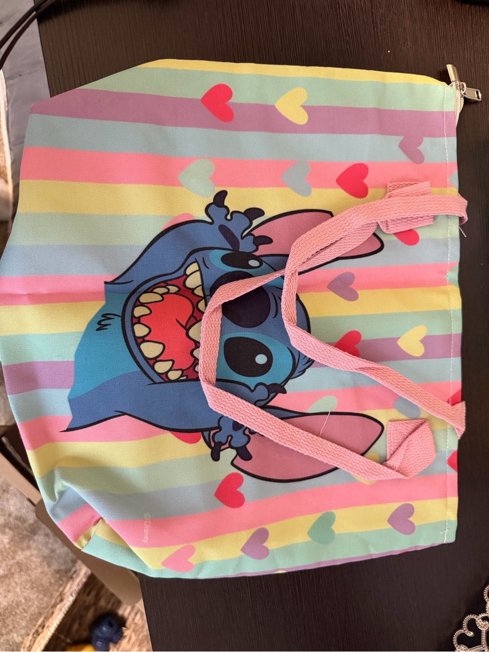 Never Used Disney Stitch Rainbow Heart Tote Bag - Pink Straps